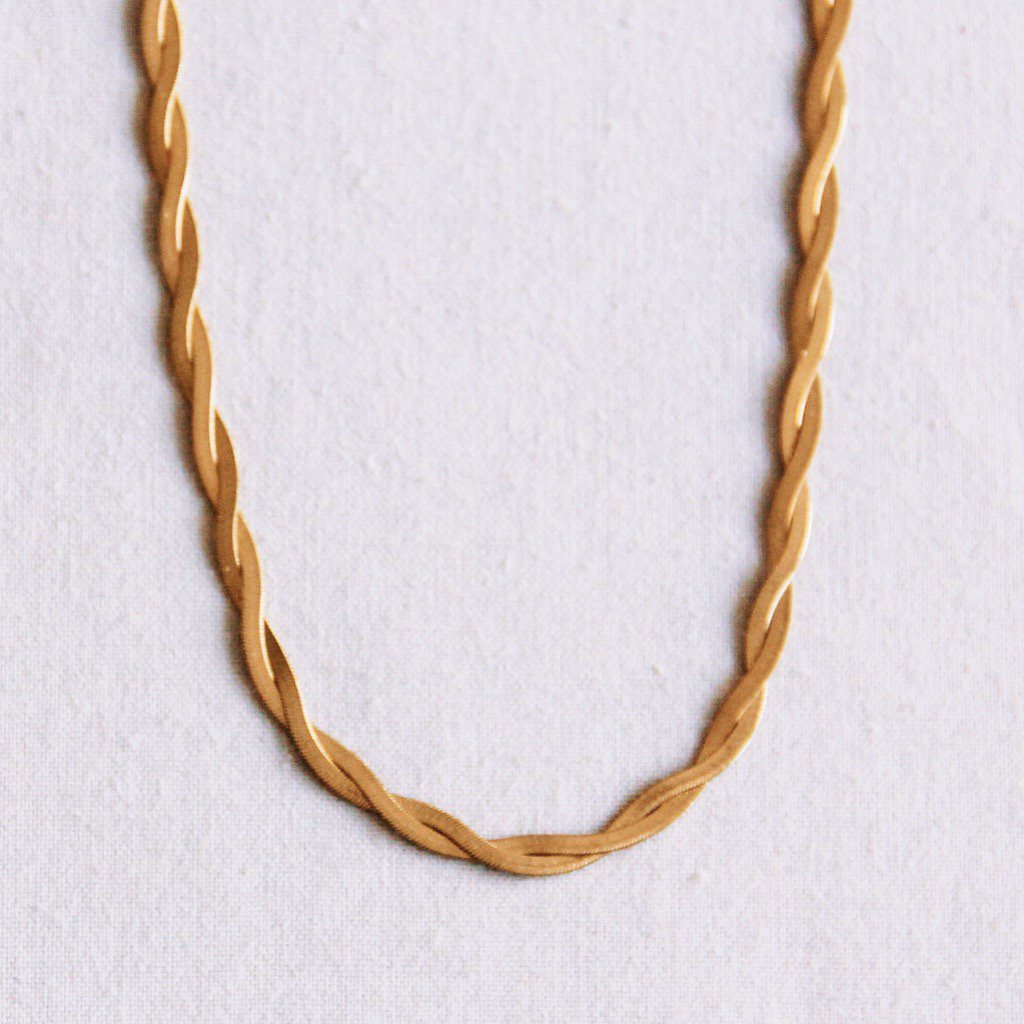 Gevlochten snake ketting - goud