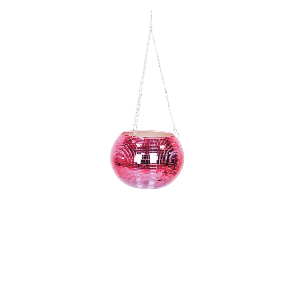 Hangende Plantenpot - Disco - Glas - Roze - 25x25x25cm