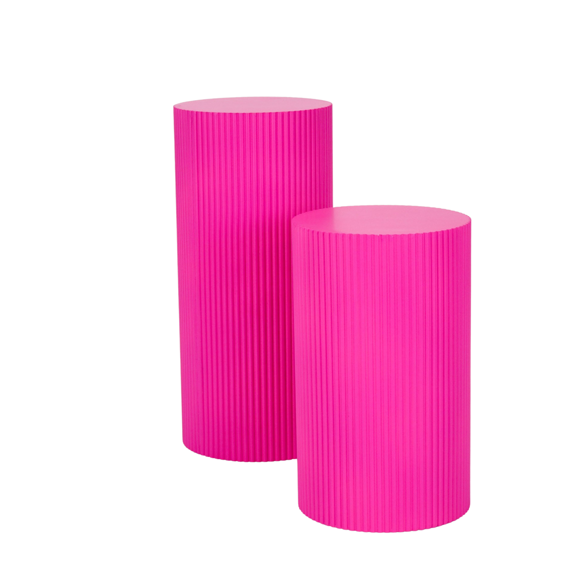 Side table / pillar - cylinder - MDF - neon pink - 30x54cm