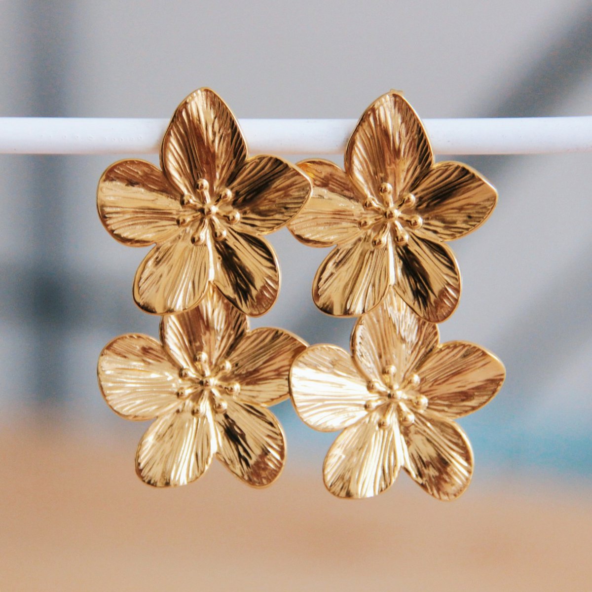 Statement earring 2 flowers