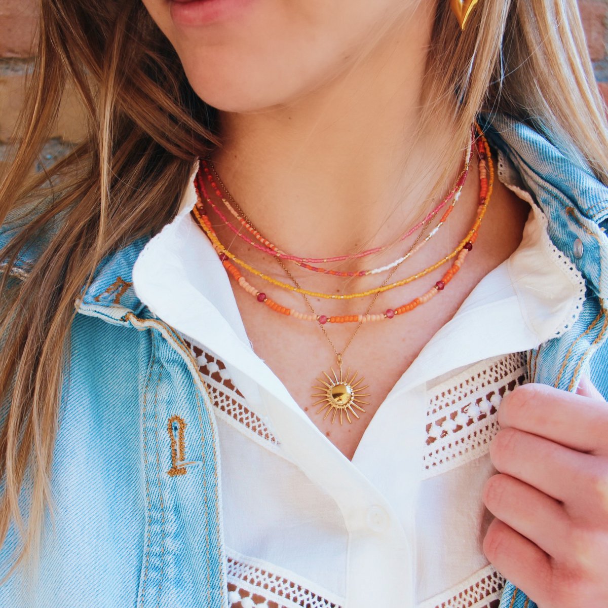 Ketting kralen - oranje
