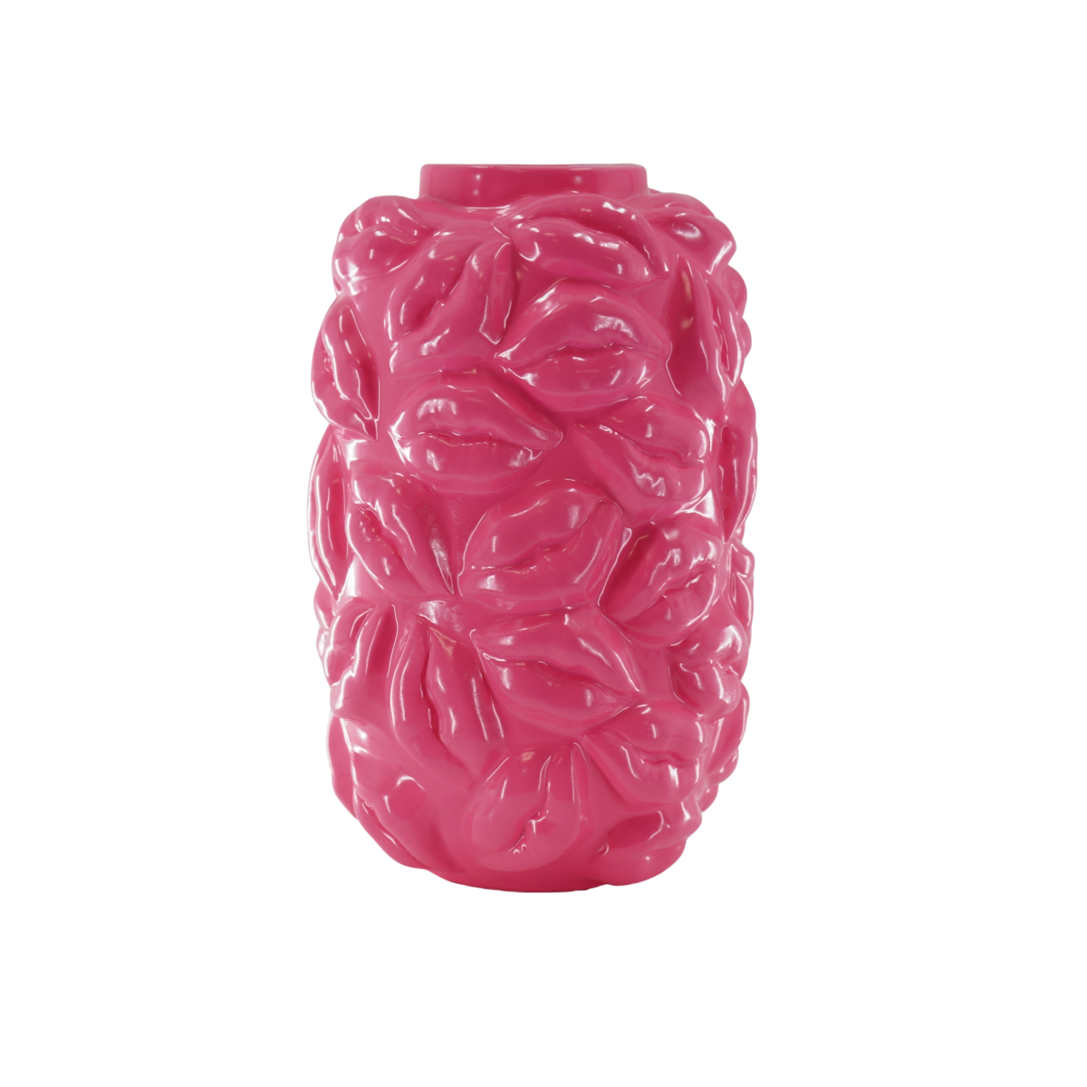 Vase - Kisses - Ceramic - Neon Pink - 17x17x27cm