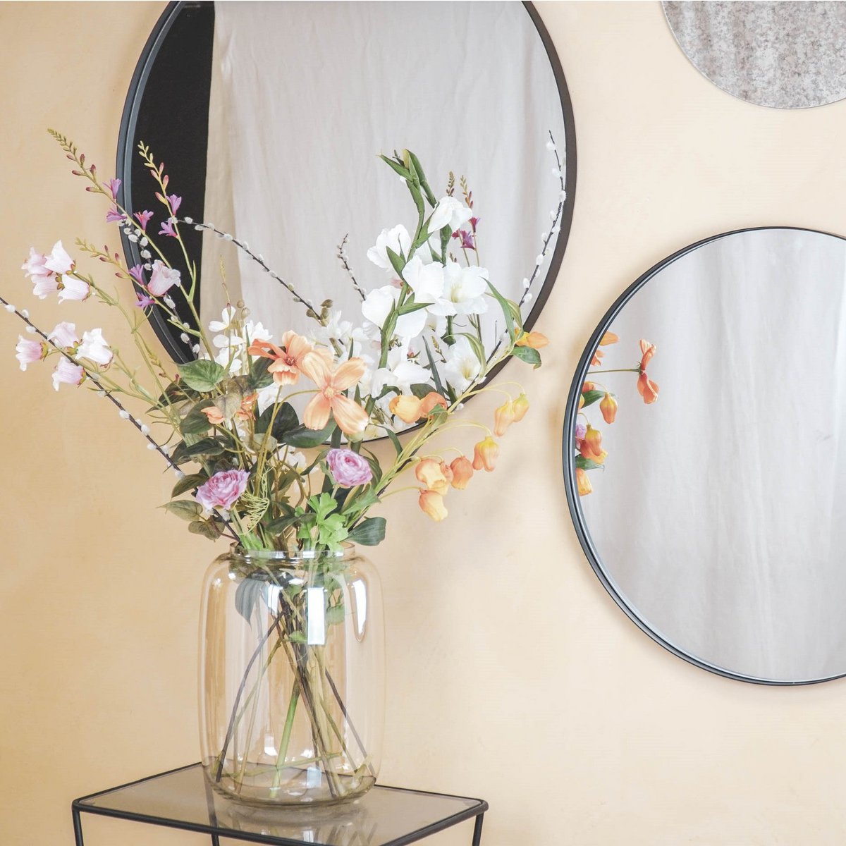 Spiegel - Rond - Metaal - Zwart - 80x3x80cm