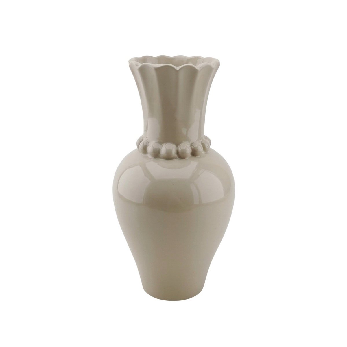 Vase - pearl neck - ceramic - sand - 12x12x24cm