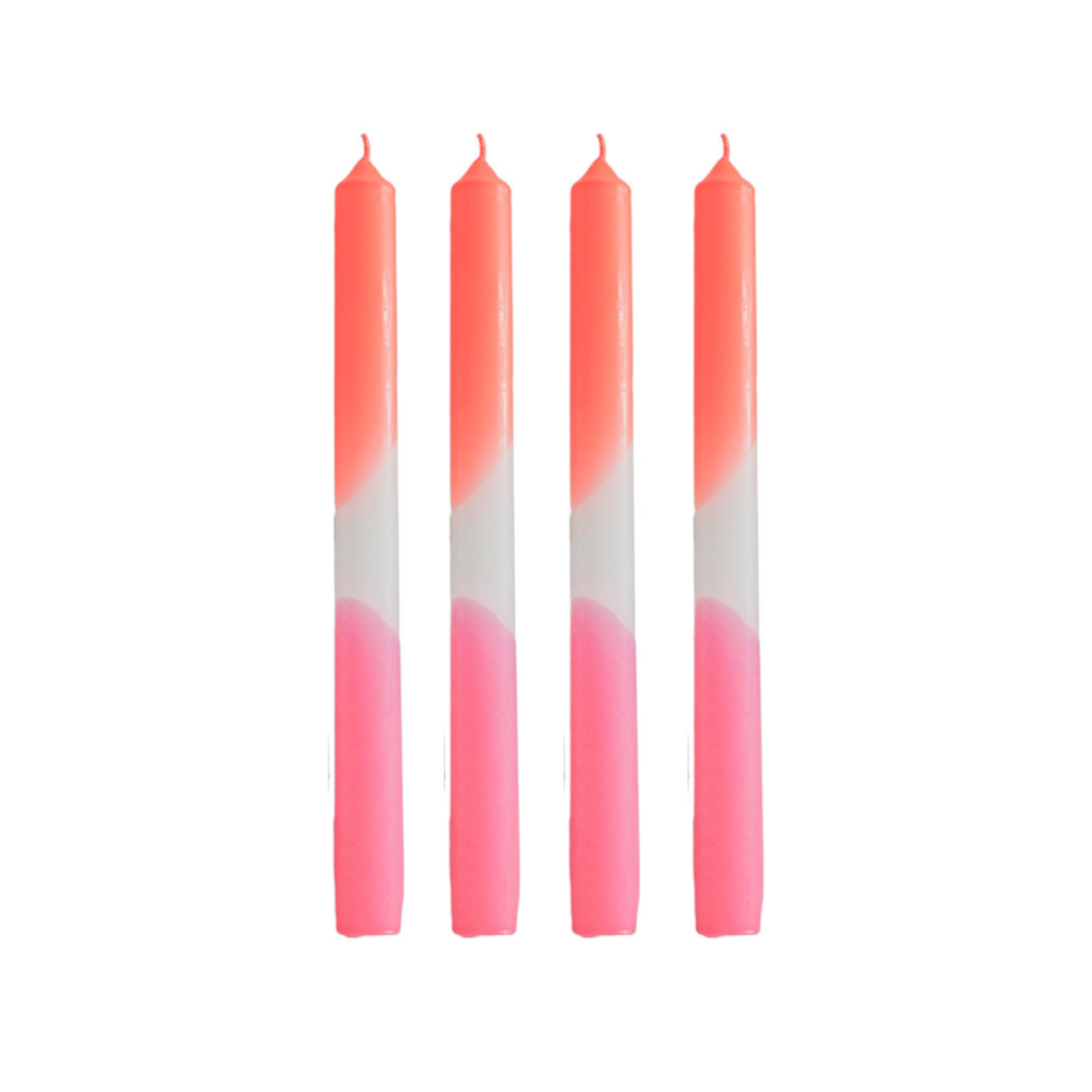 Candles -dip dye tapered -Neon pink/white/neon red - S4 -2.1x25 cm