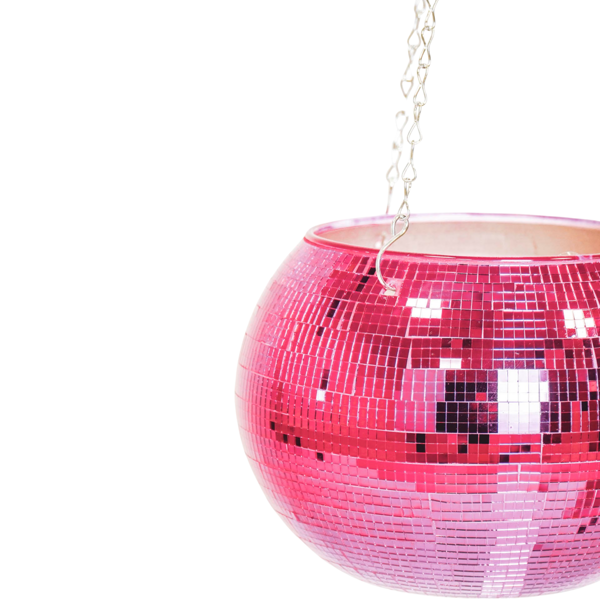 Hangende Plantenpot - Disco - Glas - Roze - 25x25x25cm