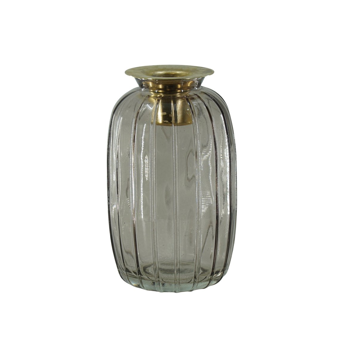Candlestick - Bottle - Glass/Metal - Brown/Gold - 6x6x11.5cm