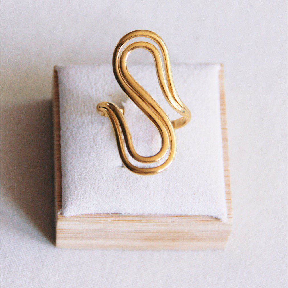 Statement ring XL curve - goud