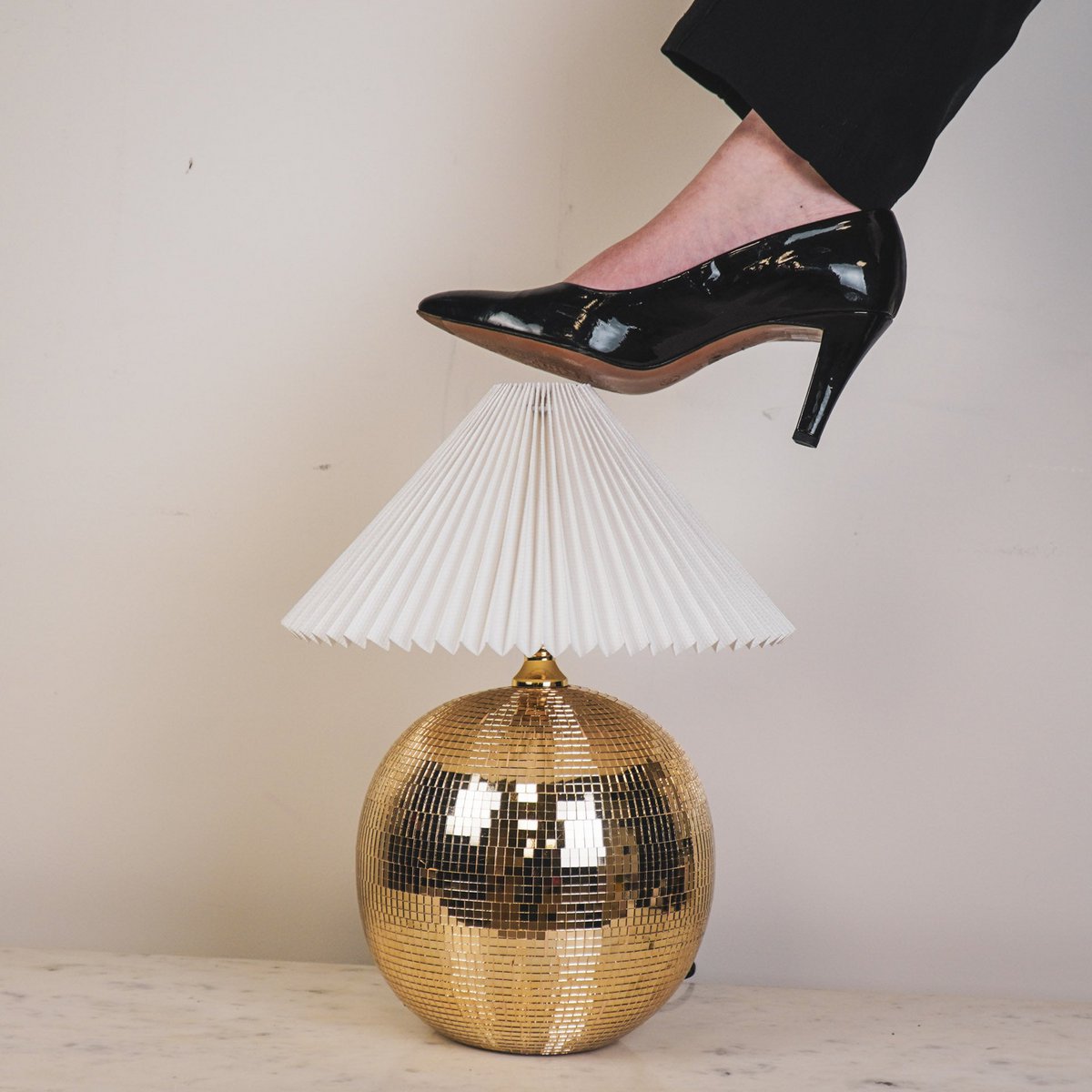 Lamp - Disco Ball - Glass - Gold - 20x20x20cm