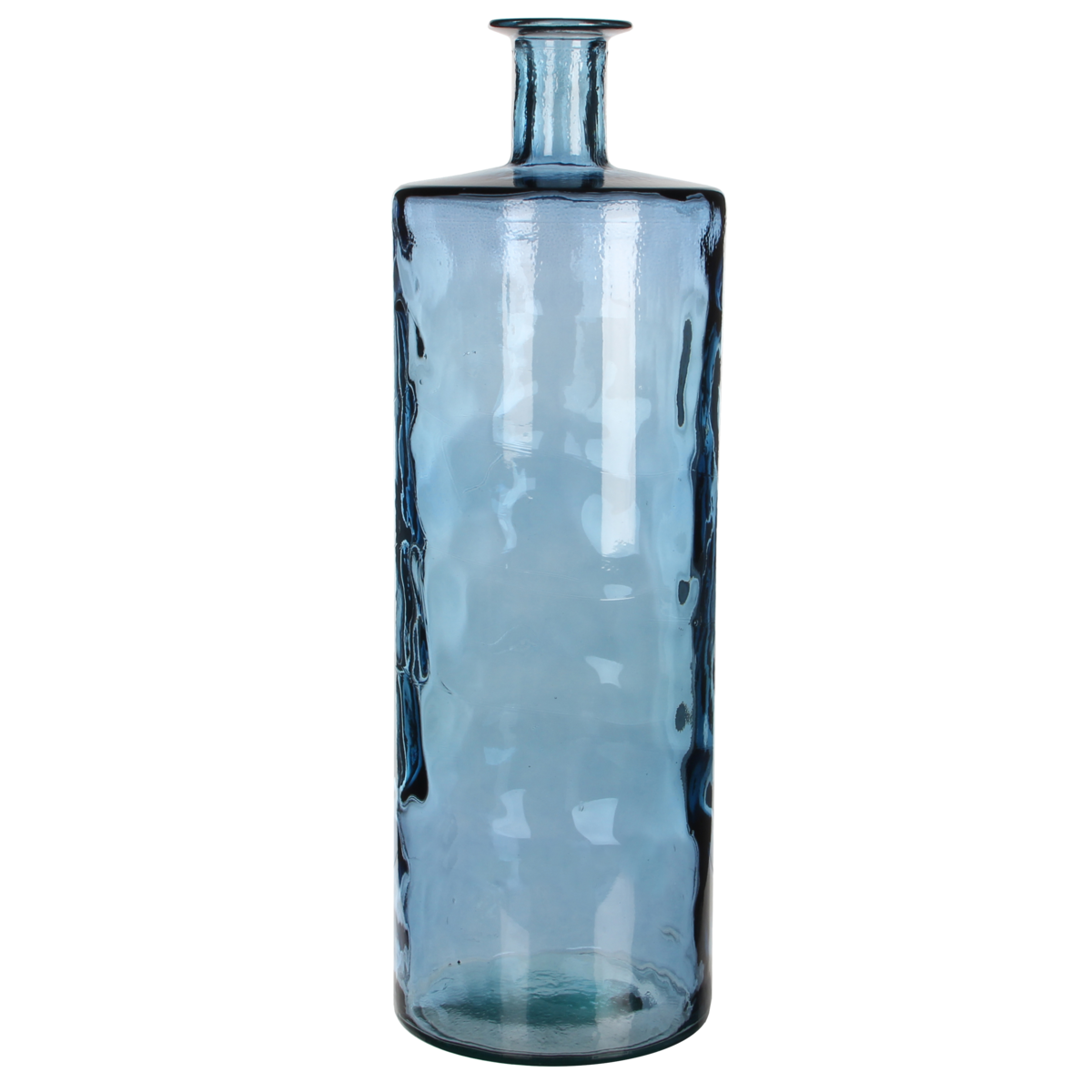 Guan Bottle Vase - H75 x Ø25 cm - Recycled Glass - Blue