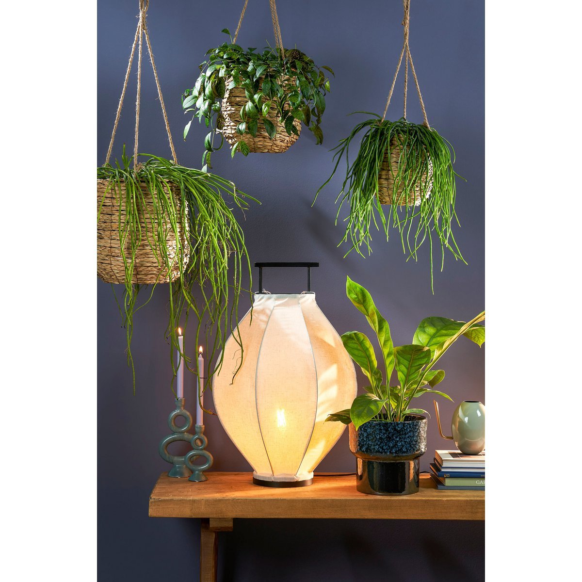 Avalon Hanging Pot - Set of 3 - H90 x Ø 30 cm - Seagrass - Light Brown