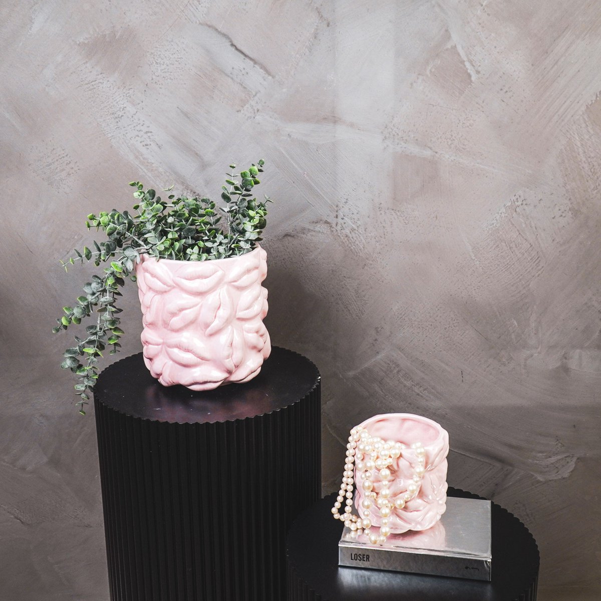 Pot - Kisses - Keramiek - Lichtroze - 17,5x17,5x17,5cm
