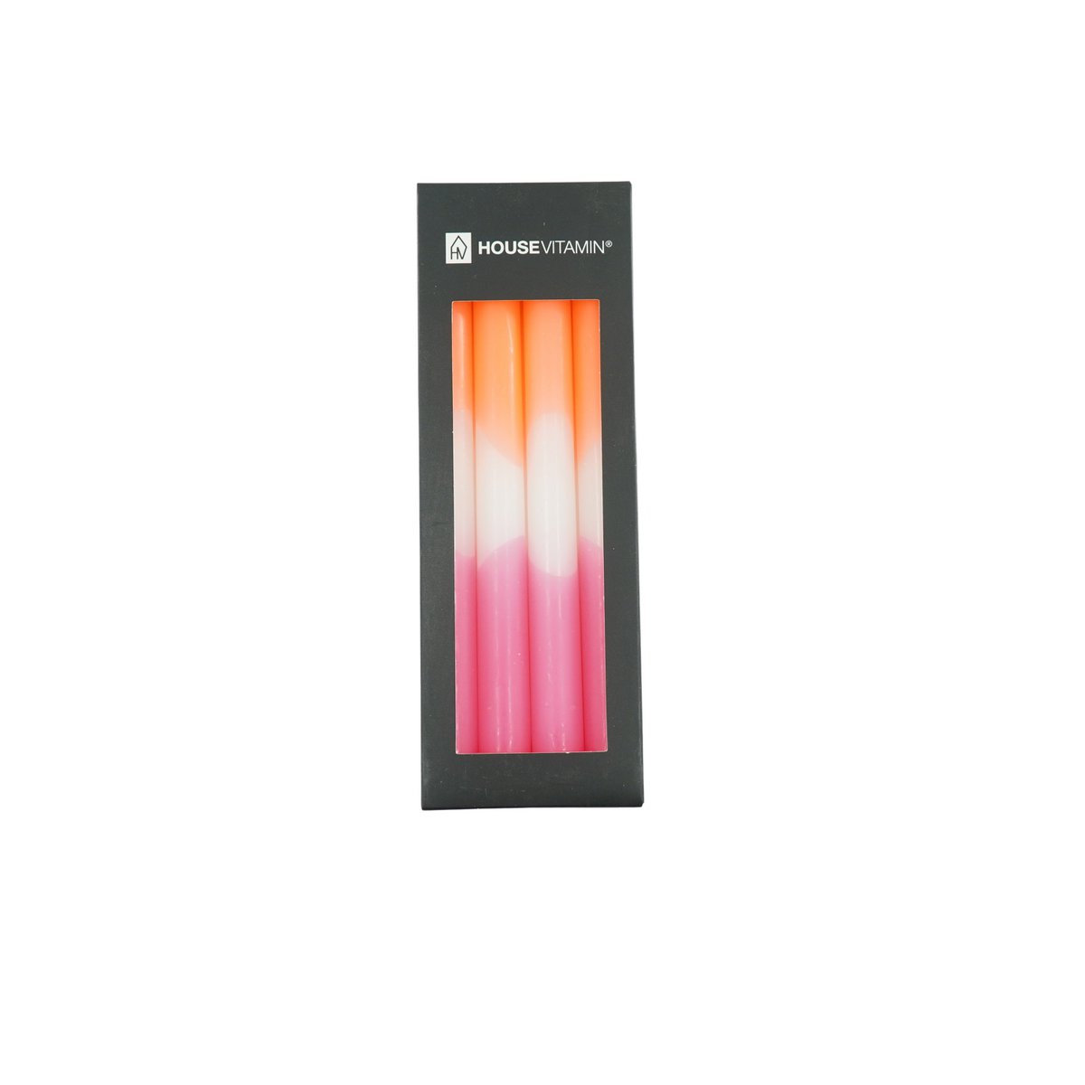 Candles -dip dye tapered -Neon pink/white/neon red - S4 -2.1x25 cm