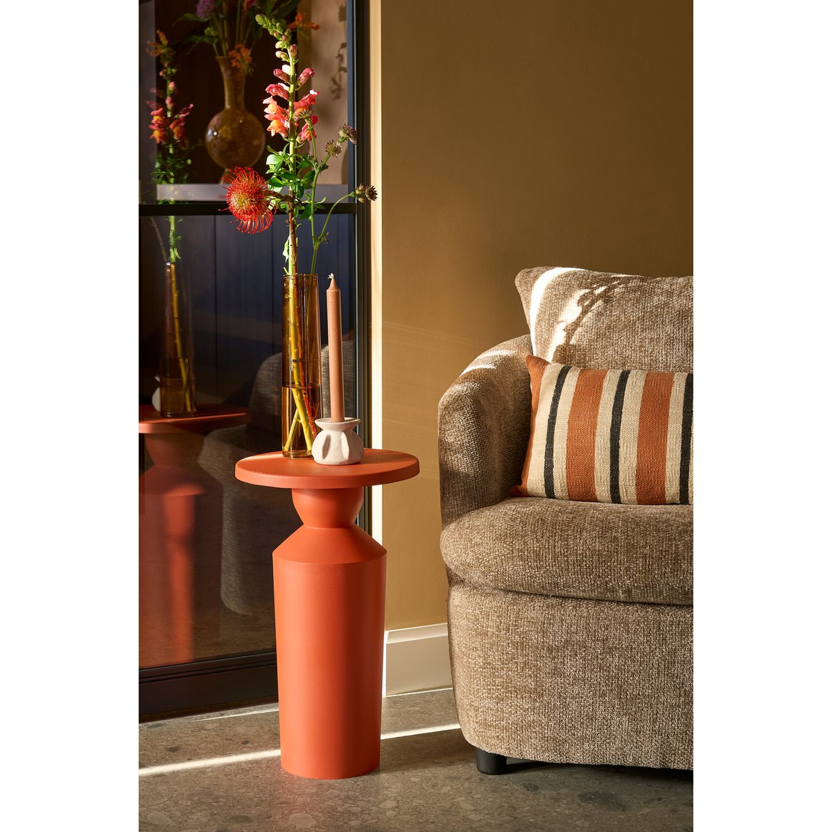 Feroza Bijzettafel - H51 x Ø30 cm - Oranje