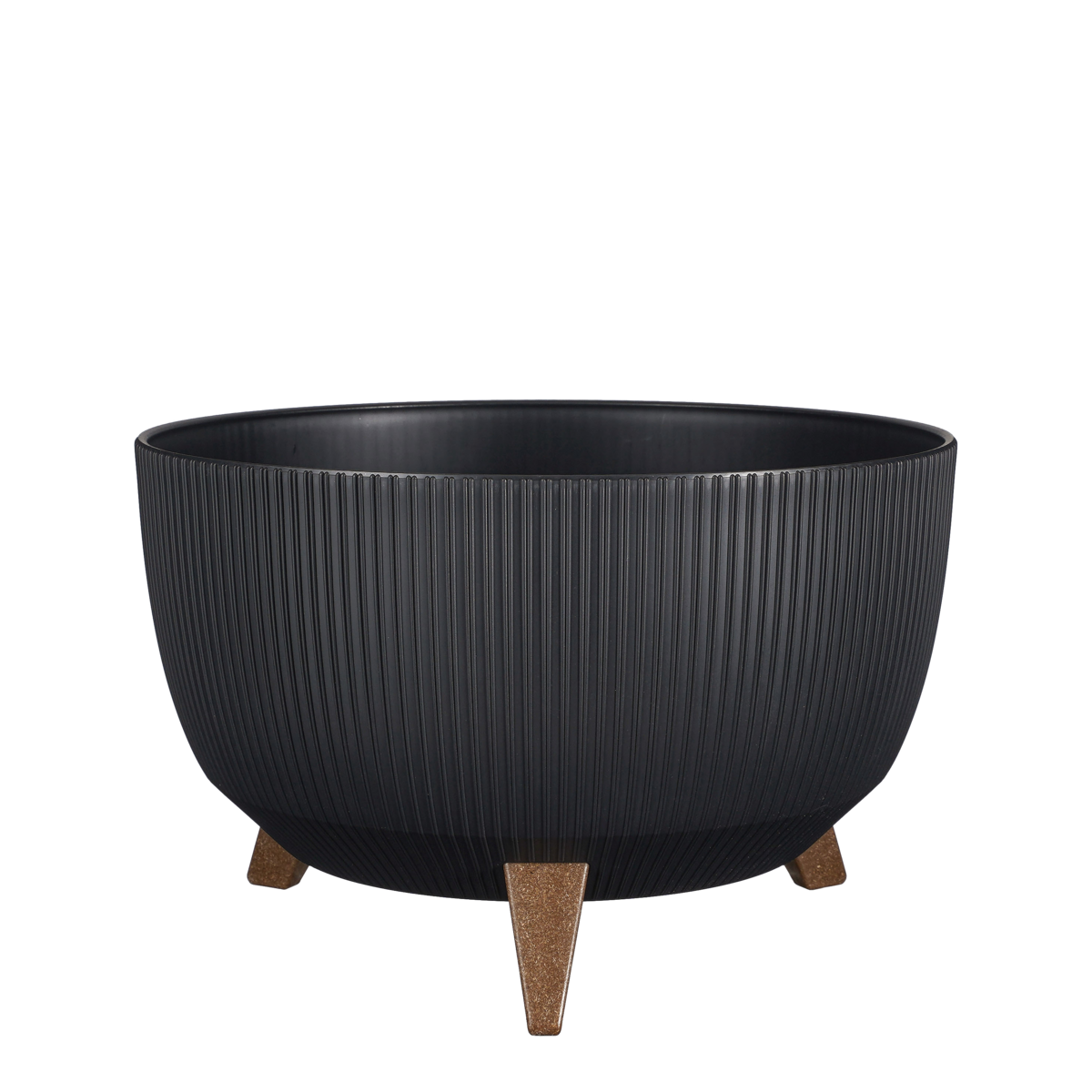 Doppio Flower Pot on Legs - H21 x Ø40 cm - Recycled Plastic - FSC Mix - Black