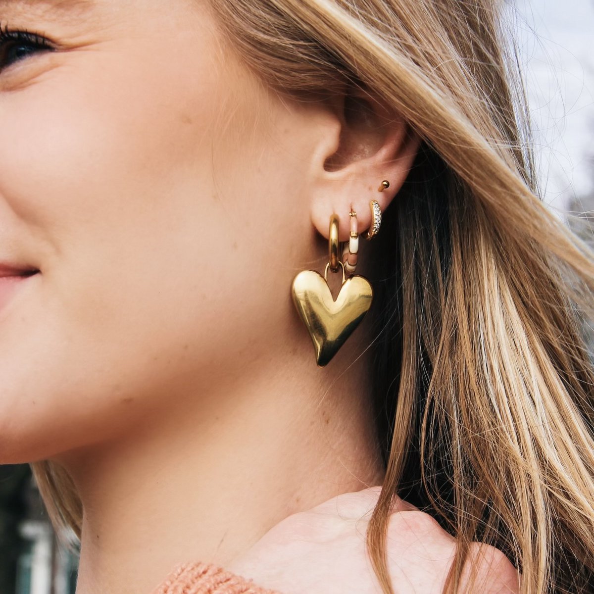 Earring XL heart - gold