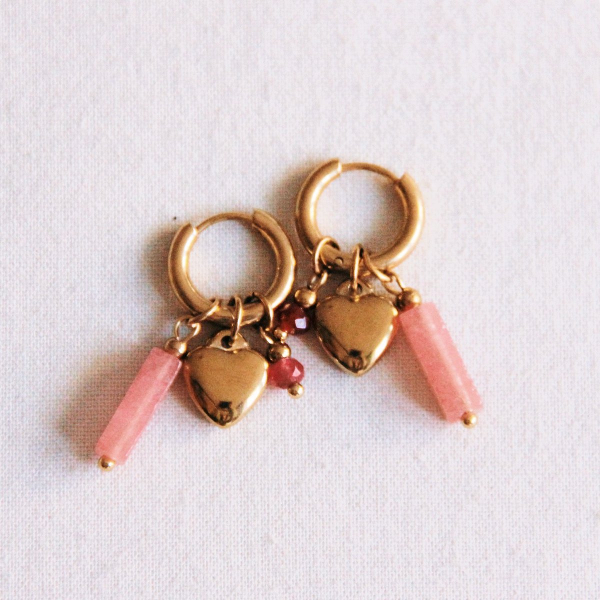 Oorbel met bedels - roze