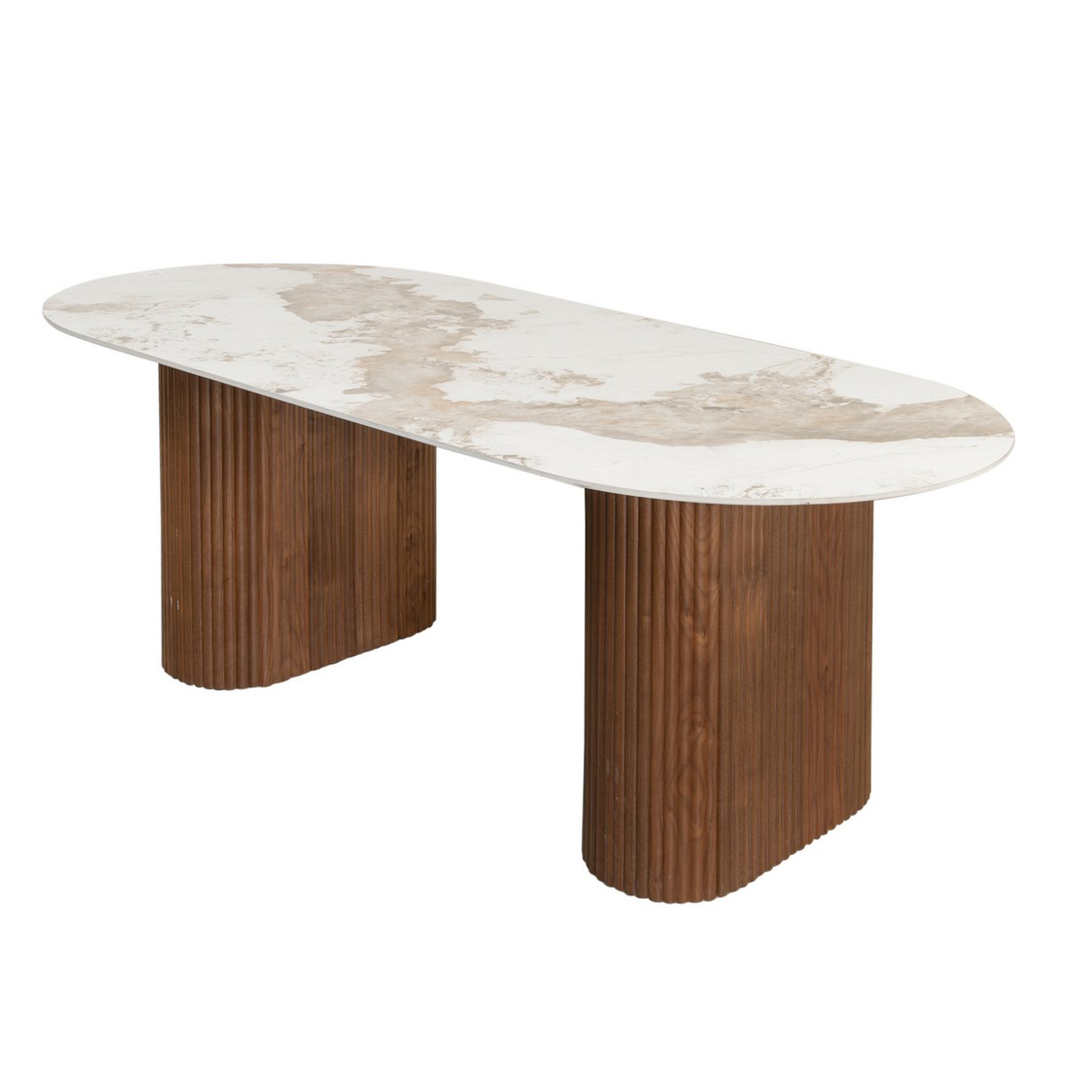 Eettafel keramiek marmer dubbele poot