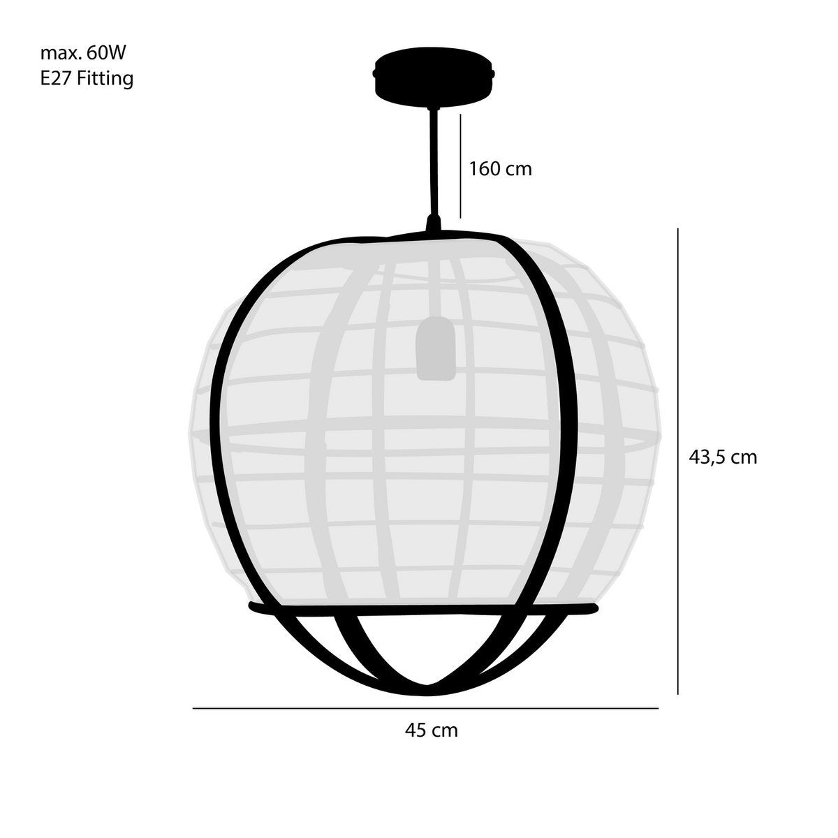 Pella Hanging Lamp - H44 x Ø45 cm - Linen - Off White