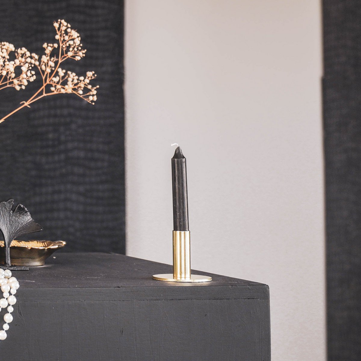 Candlestick - Base - metal - gold - 8x8x6.5 cm