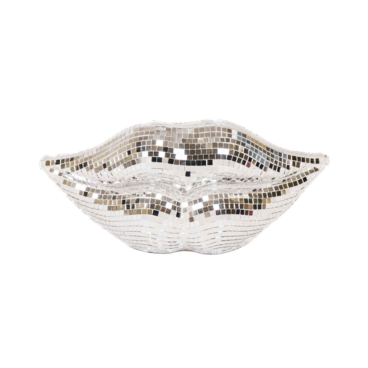 Ornament - disco -lippen - glas - zilver - 29x10x13,5 cm