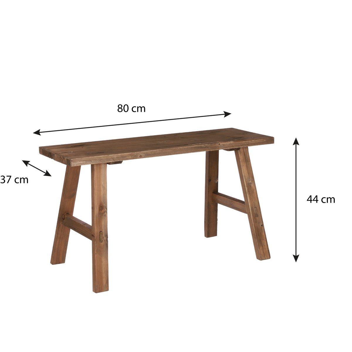 Bold Wooden Bench - L80 x W37 x H44 cm - Recycled Wood - Brown
