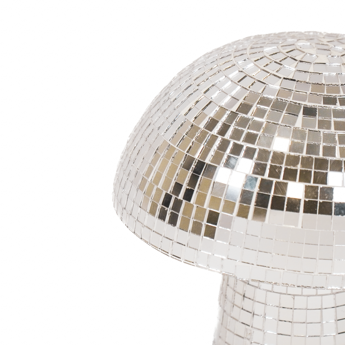 Ornament - Disco- Mushroom - glas -Silver -14x14x14cm