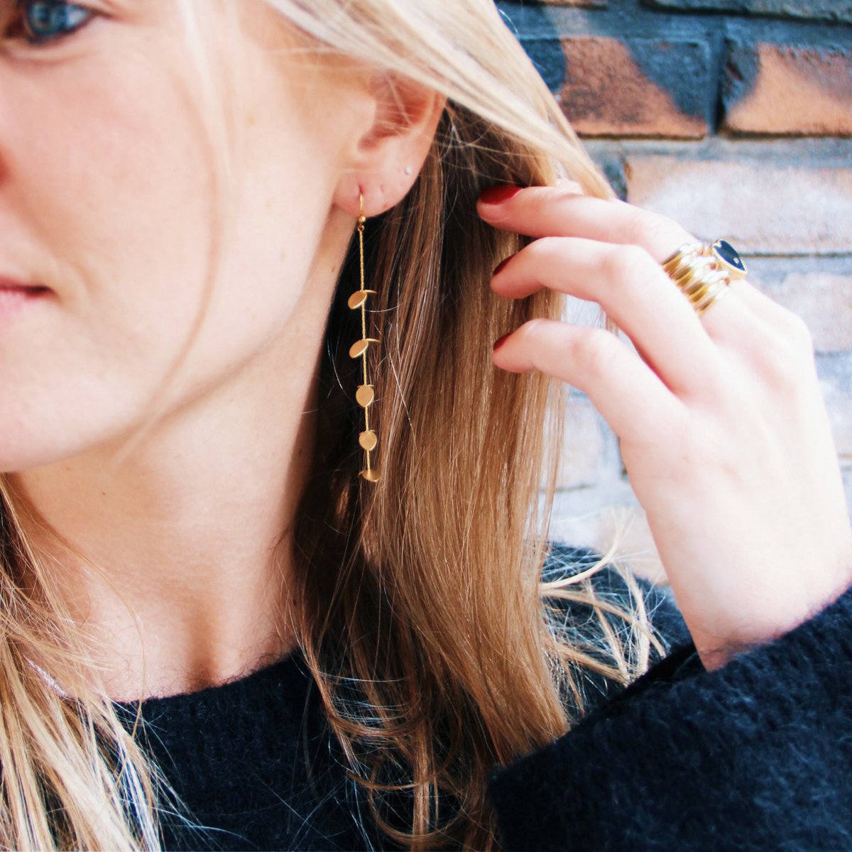 Fijne hangende oorbel bladeren