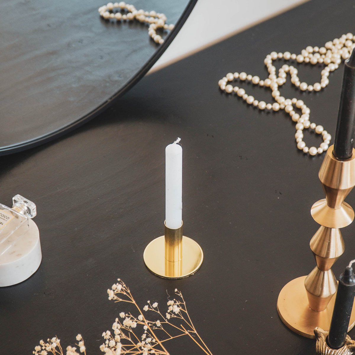 Candlestick - Base - metal - gold - 8x8x6.5 cm