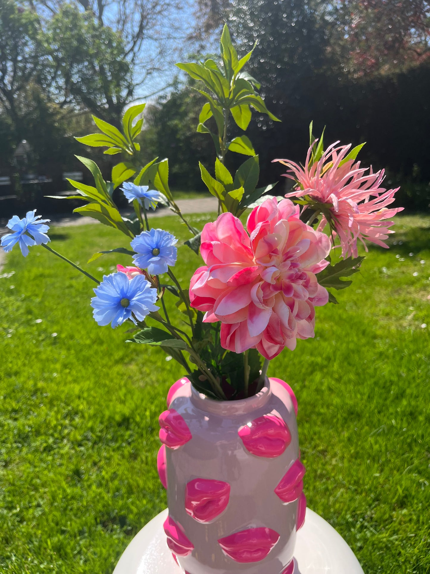 Set - Vaas met kunstbloemen