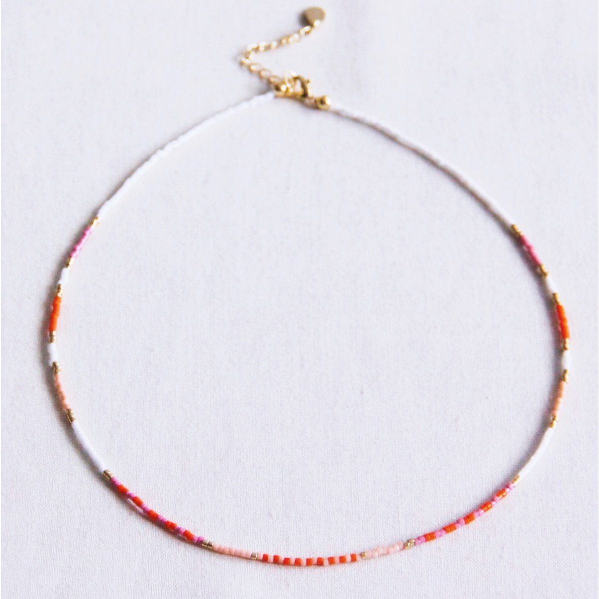 Ketting kralen - wit/paars/oranje/roze