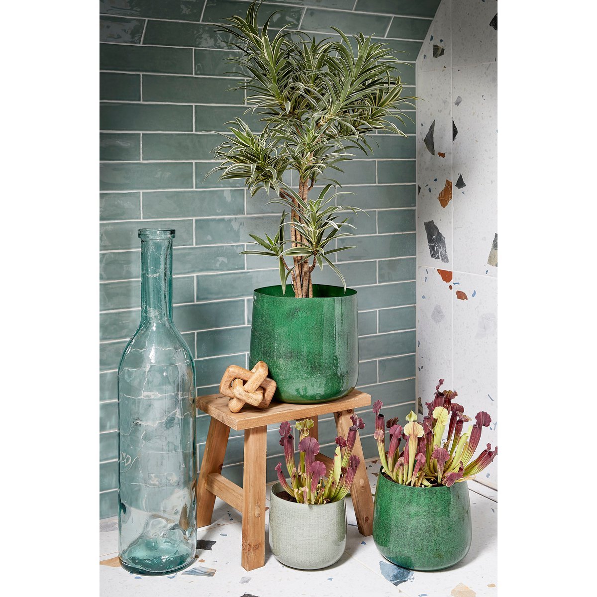 Bold Houten Krukje - L38 x B29 x H34 cm - Gerecycled Hout - Bruin