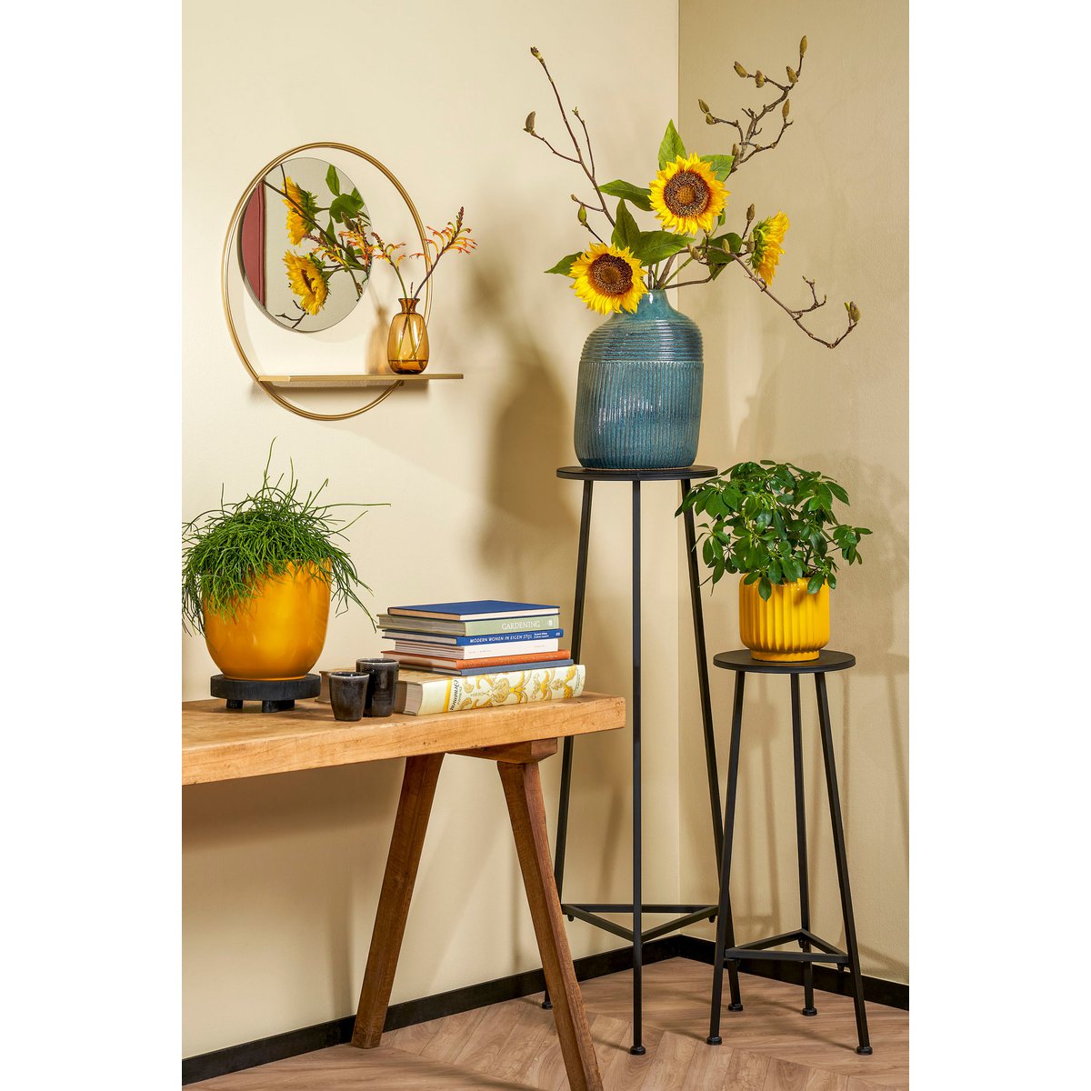 Adine Plantentafel - H120 x Ø35 cm - Metaal - Zwart