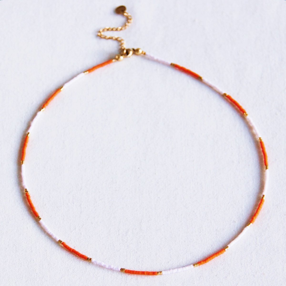 Ketting kralen - oranje/paars