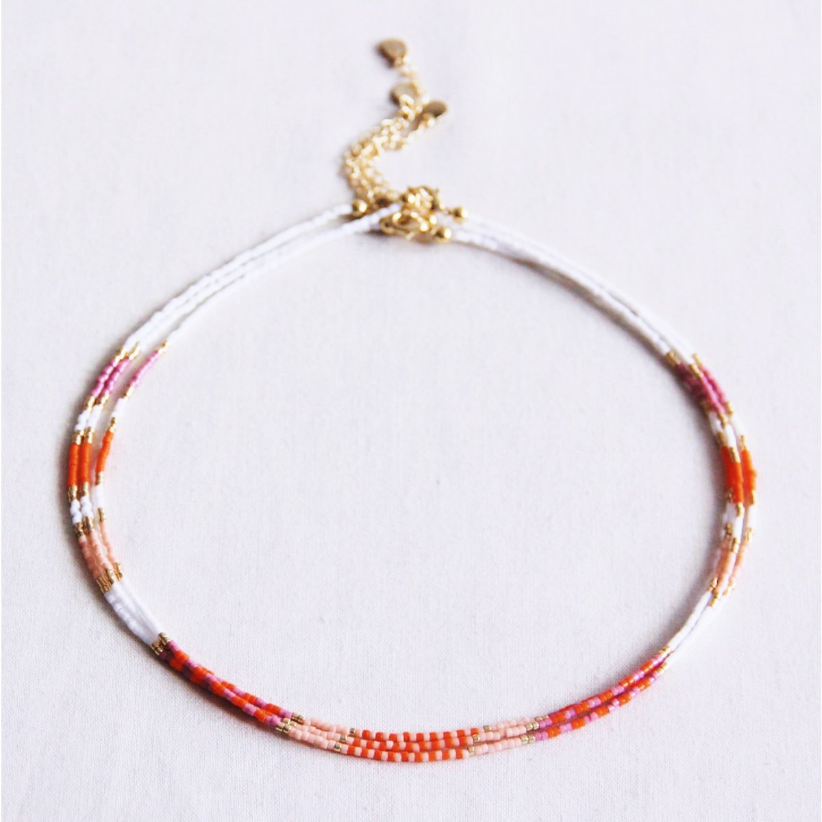 Ketting kralen - wit/paars/oranje/roze