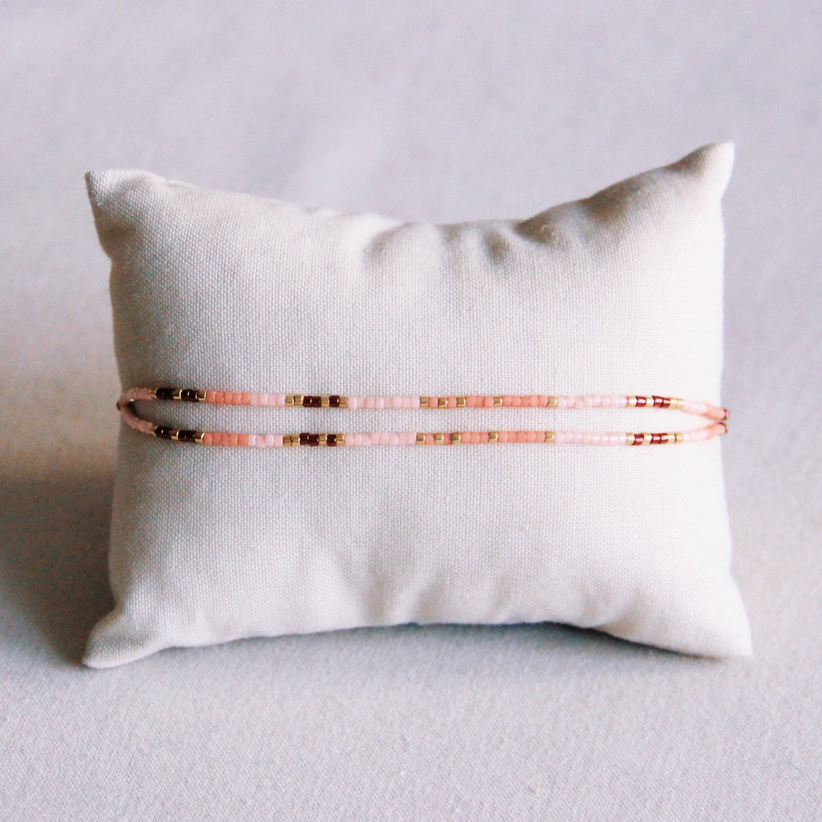 Dubbele Miyuki armband - roze/nude/bordeaux
