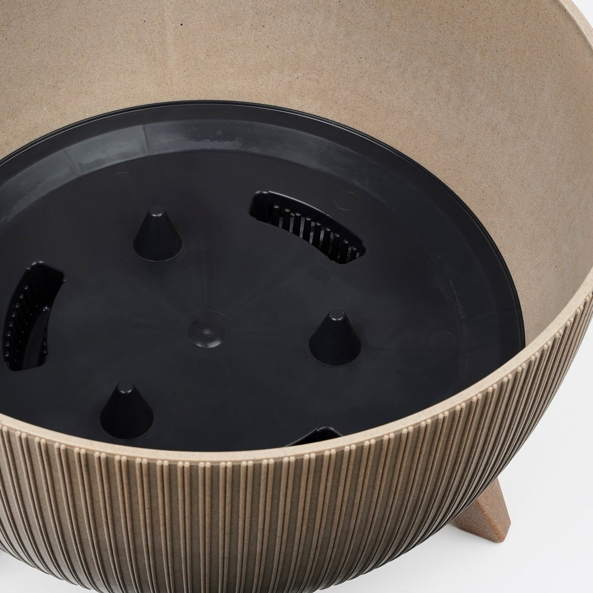 Doppio Flower Pot on Legs - H21 x Ø40 cm - Polypropylene - FSC Mix - Taupe