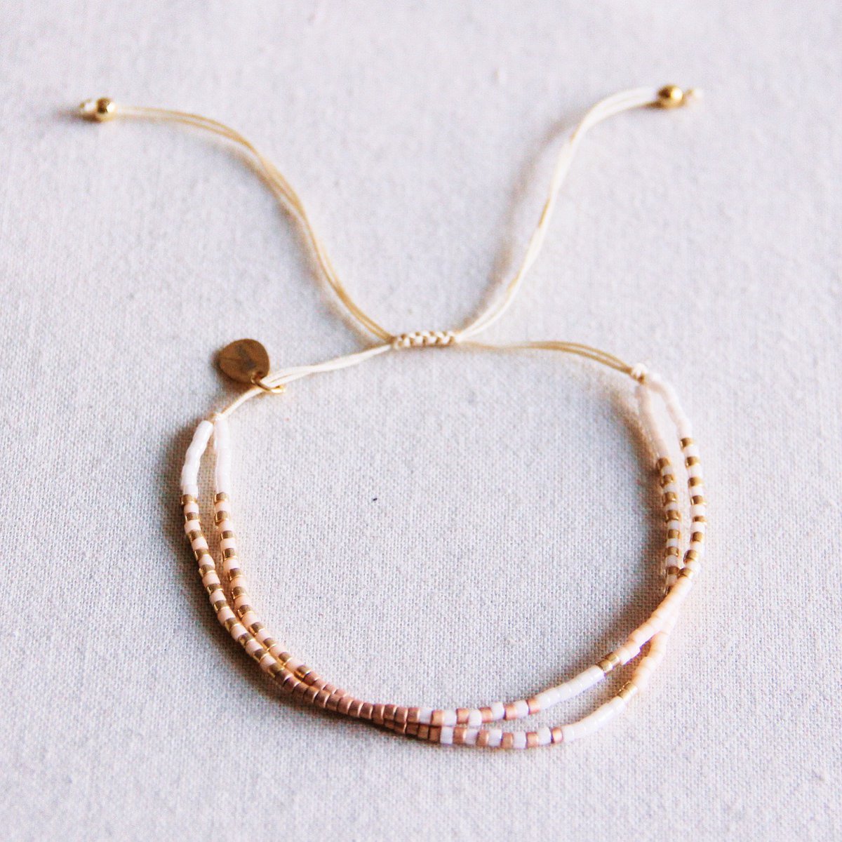 Dubbele Miyuki armband - nude/wit/taupe