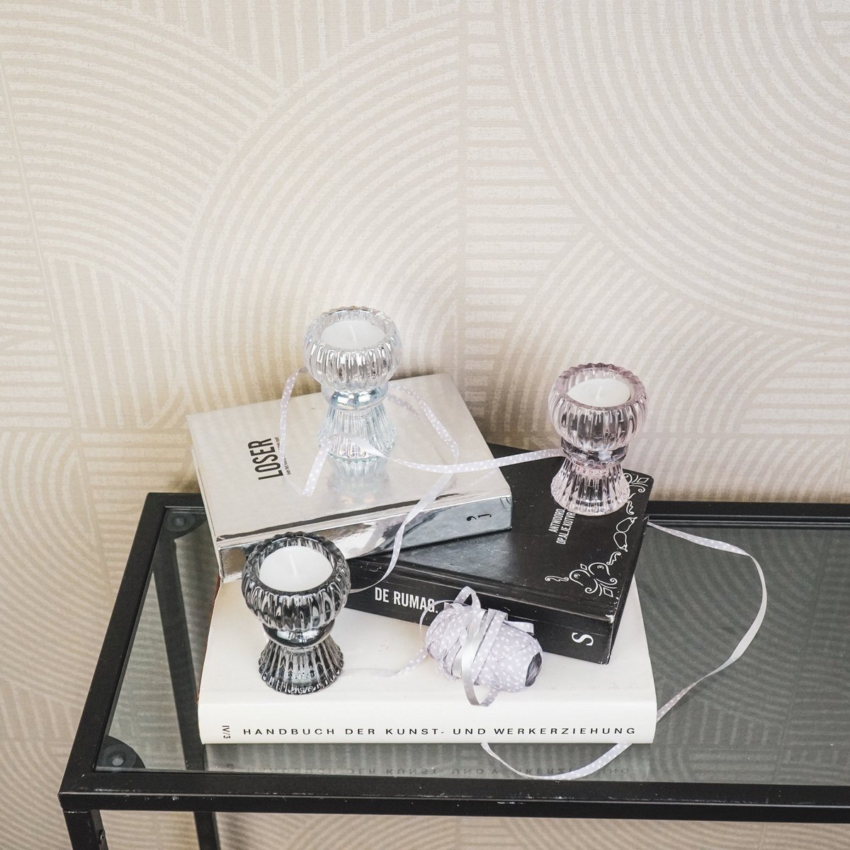 Candle/Tea Light Holder - Glass - Clear - 6x8cm