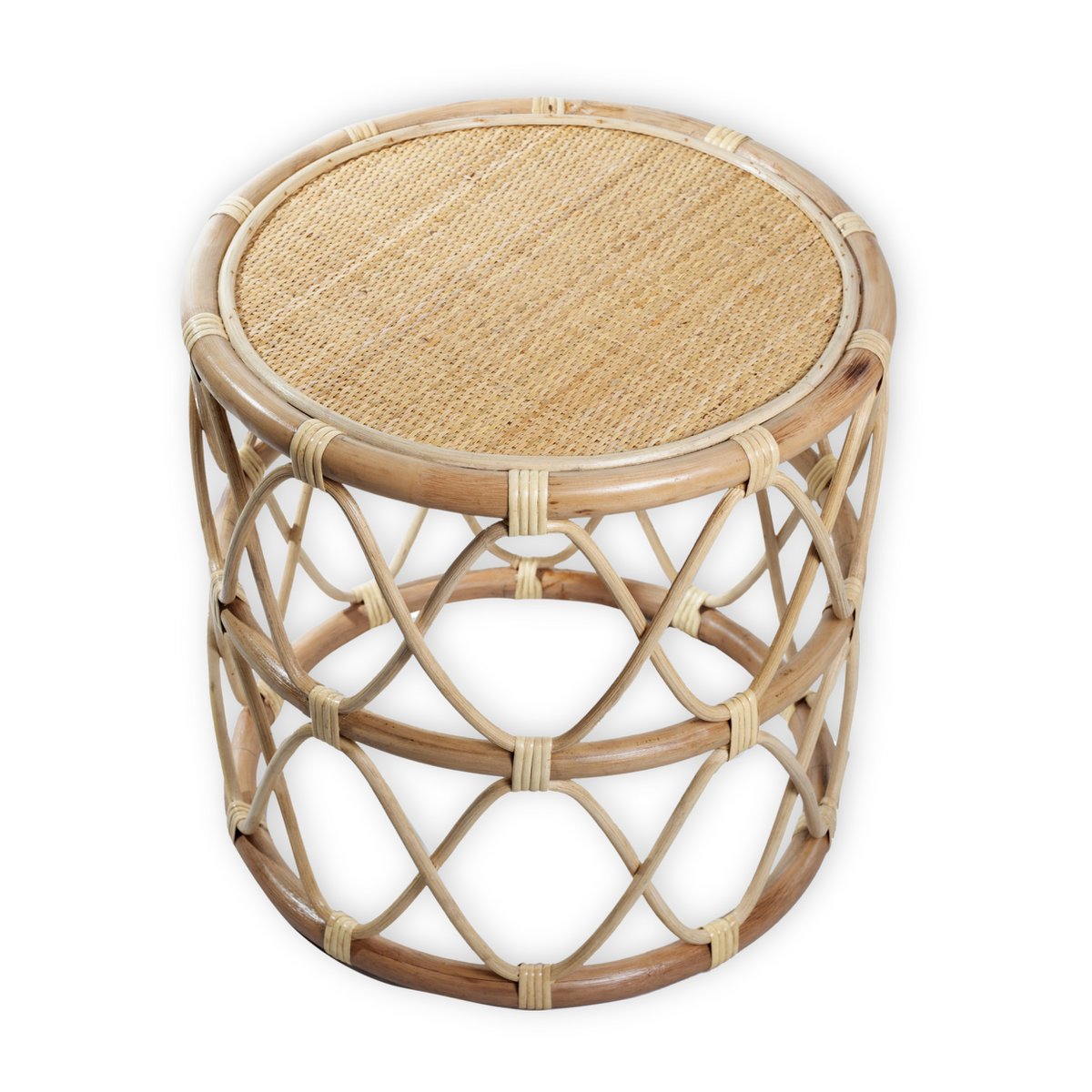 Ronde rotan bijzettafel – handgemaakte tafel gemaakt van natuurlijk rotan (Ø 45 cm) MUARA