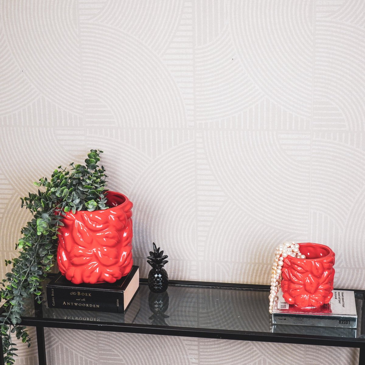 Pot - Kisses - Keramiek - Rood - 17,5x17,5x17,5cm