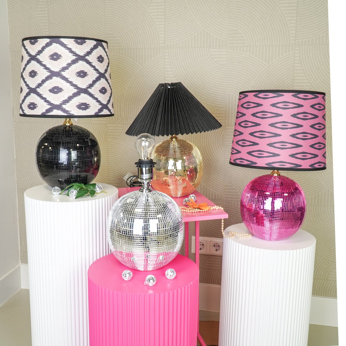 LAMP - DISCO BALL -GLASS - Black - 20x20x20cm