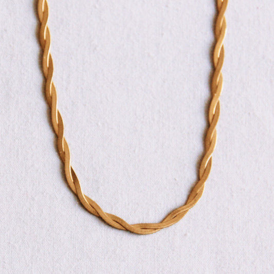 Gevlochten snake ketting - goud