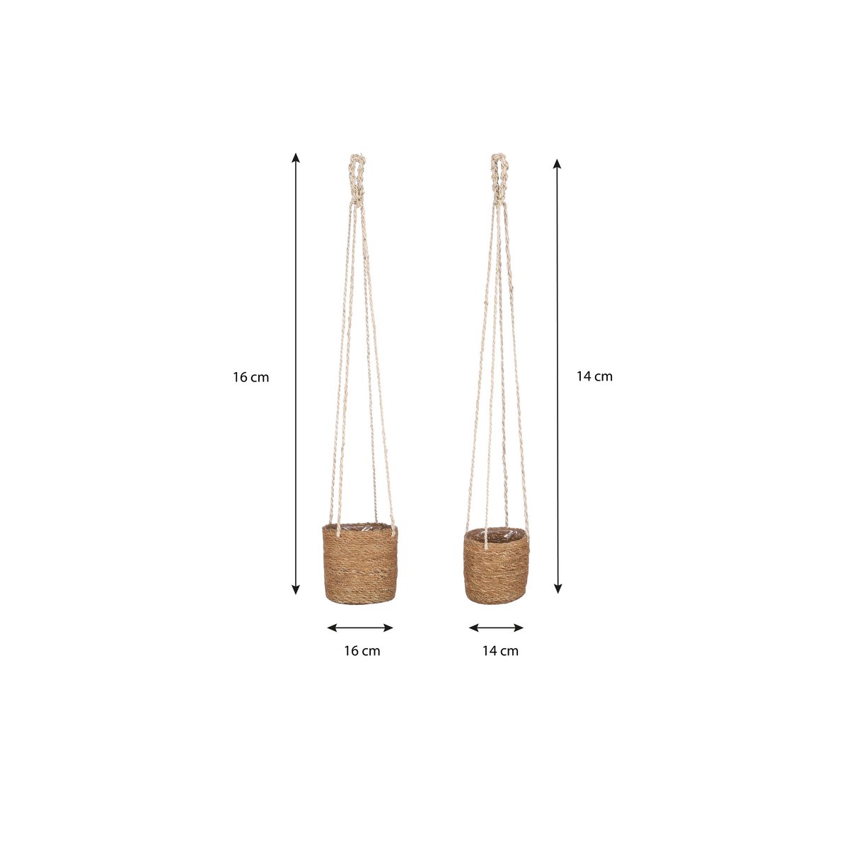 Atlantic Plantenmand - Set van 2 - H16 x Ø16 cm - Lichtbruin