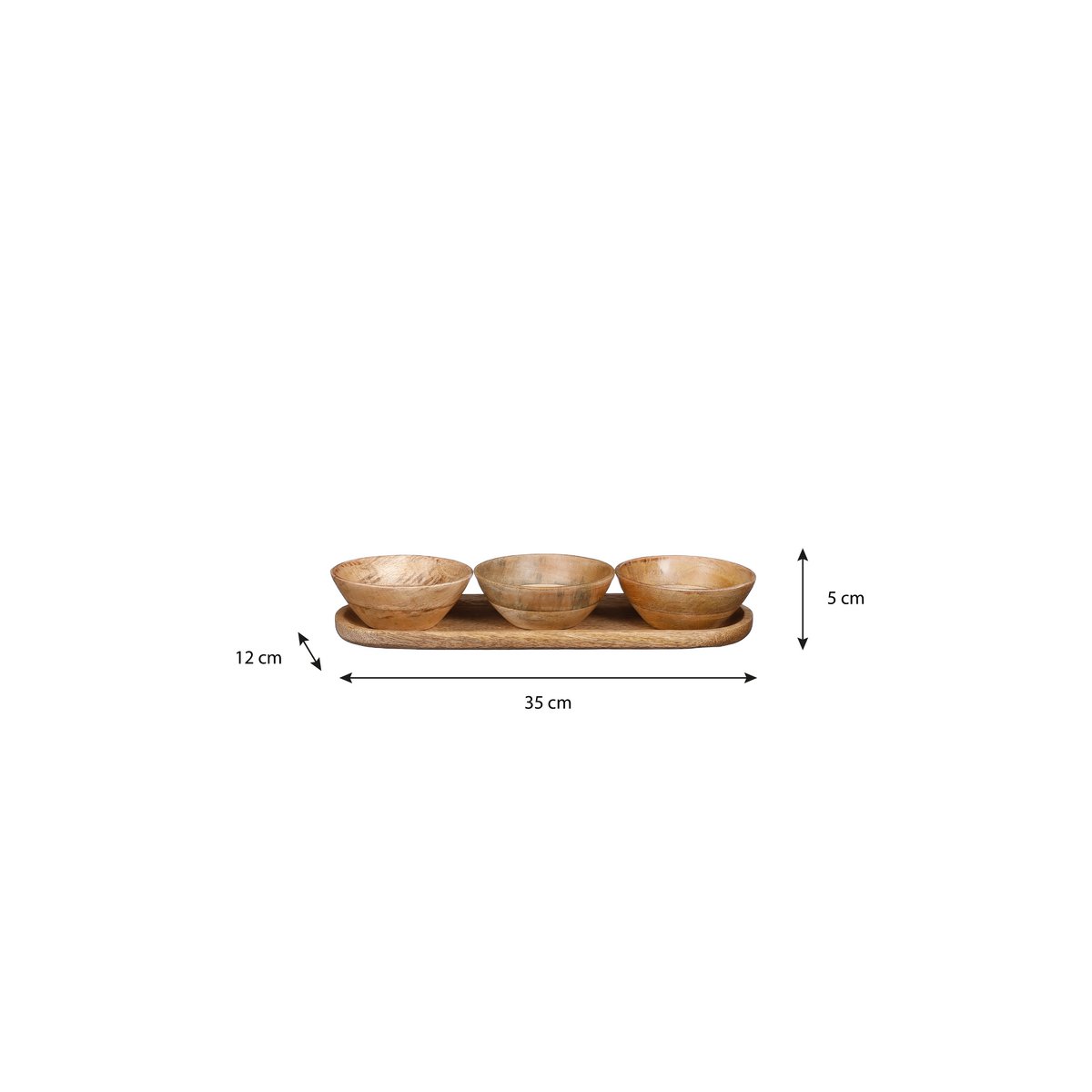 Tomar Bowls and Tray - Mango Wood - Light Brown