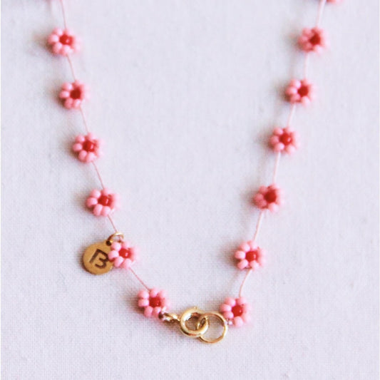 Daisy bloem ketting - roze/rood