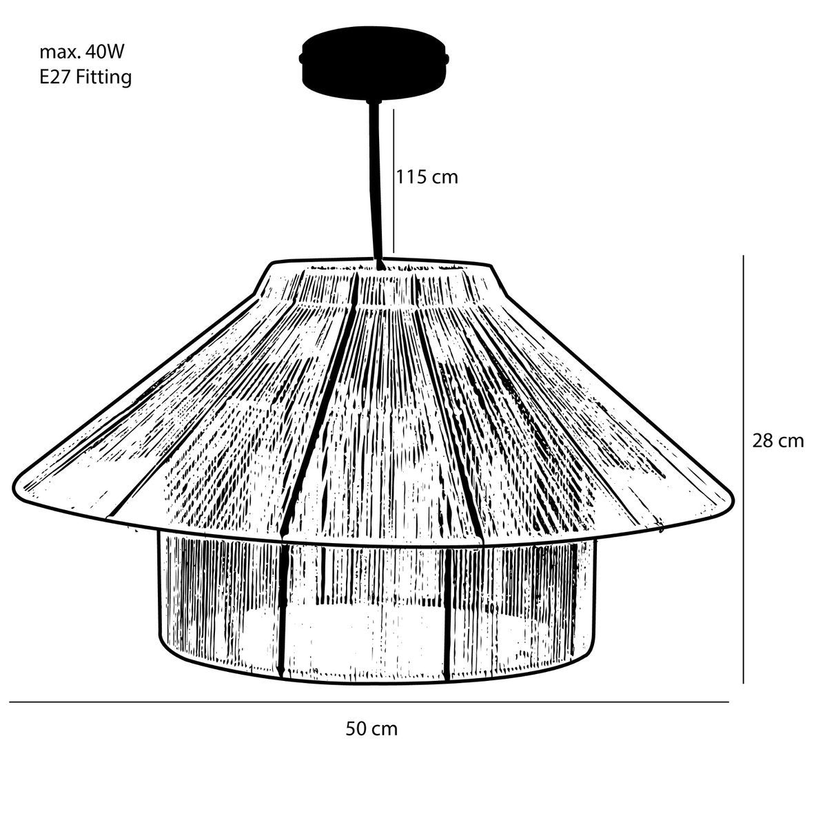 Elsa Pendant Lamp - H28 x Ø50 cm - Jute