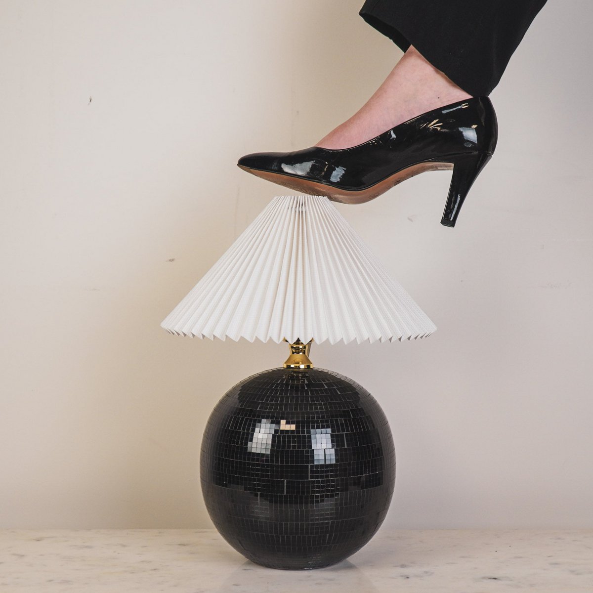 LAMP - DISCO BALL -GLASS - Black - 20x20x20cm