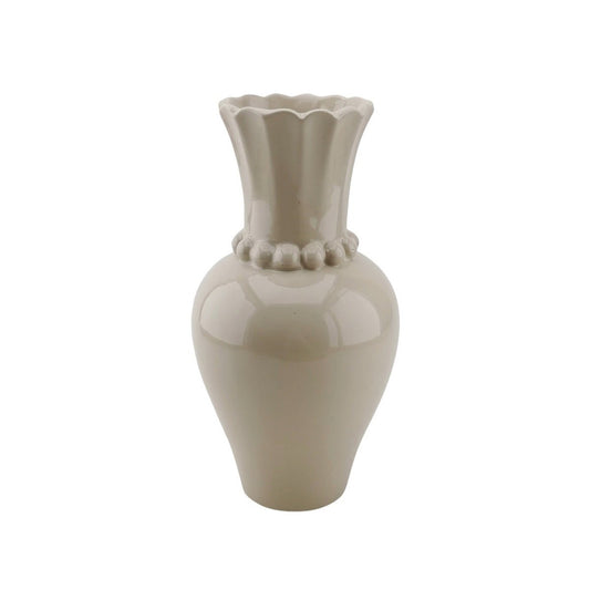 Vase - pearl neck - ceramic - sand - 12x12x24cm