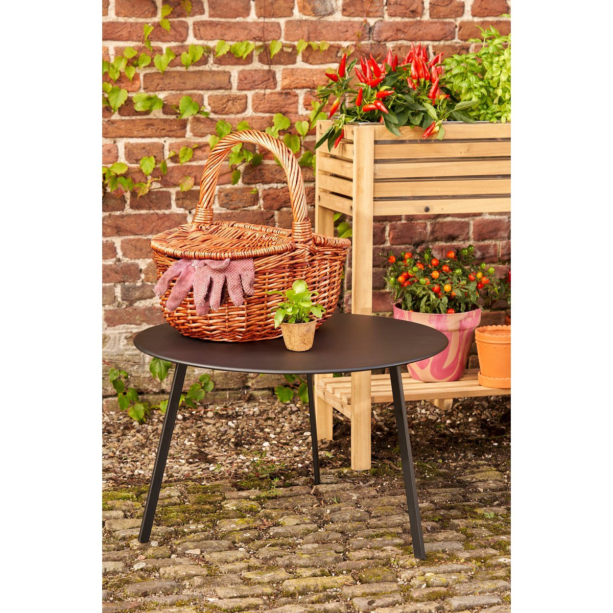Seatle Bijzettafel voor buiten - H38 x Ø58 cm - Metaal - Zwart